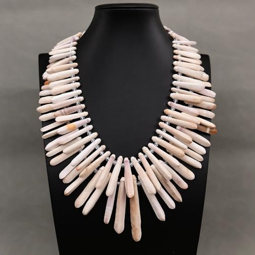 GYQYJPFZM 2 Strands Top-Drilled White Branch Ocean Sea Bamboo Clear Crystal Huge Necklace Jewelry For Women von GYQYJPFZM