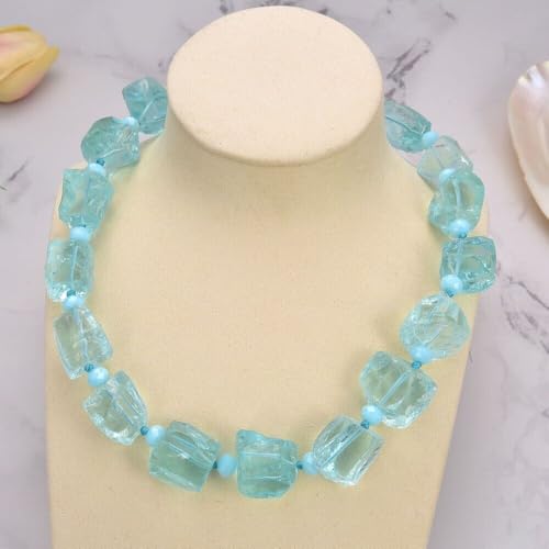 GYQYJPFZM 20" Light Blue Crystal Glass Rough Nugget Necklace Lady Gifts Lady Necklace For Women von GYQYJPFZM