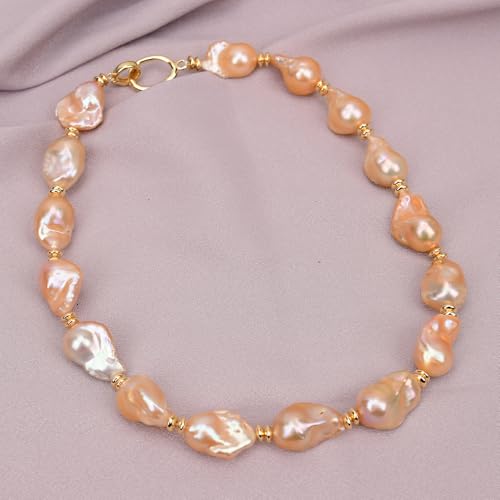 GYQYJPFZM Freshwater Cultured Baroque Pearl Necklace Bracelet Earrings Sets For Women Lady Fashion(Necklace) von GYQYJPFZM