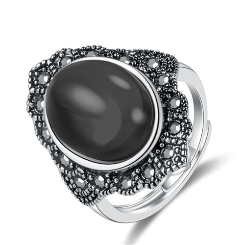 Stapelbarer Gelenkring im Gothic-Stil, schwarzer Kristall, Boho-Achat-Stein, Knöchelringe für Damen, Vintage-Stil, natürlicher ovaler Edelstein, Fingerring, Modeschmuck, Legierter Stahl, Kein Stapelbarer Gelenkring im Gothic-Stil, schwarzer Kristall, Boho-Achat-Stein, Knöchelringe für Damen, Vintage-Stil, natürlicher ovaler Edelstein, Fingerring, Modeschmuck, Legierter Stahl, Kein von GYRMMUE