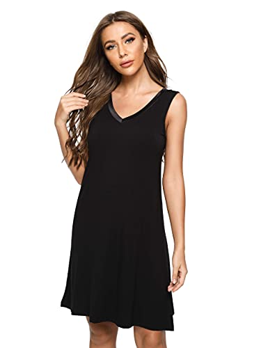 GYS Damen Bambusviskose „rmel mit V-Ausschnitt Nightgown 3XP / 22W-24W Schwarz von GYS