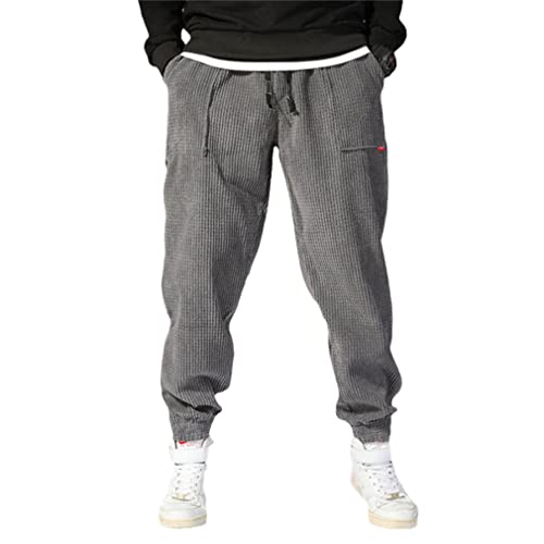 GYSAFJ Haremshose für Herren, Hip-Hop, Outdoor, Baggy, Jogging, Cordhose, Streetwear, dicke Herrenhose, Graue Herren-Hose, Groß von GYSAFJ