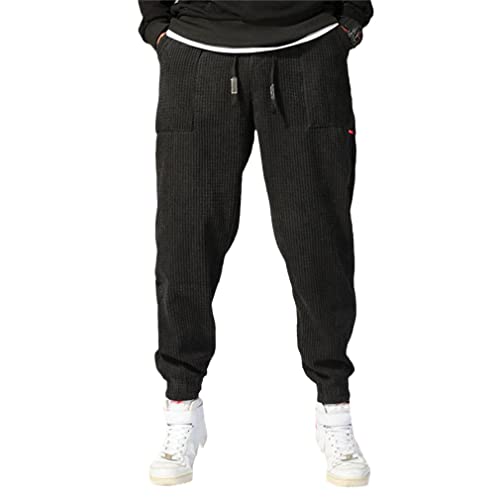 GYSAFJ Haremshose für Herren, Hip-Hop, Outdoor, Baggy, Jogging, Cordhose, Streetwear, dicke Herrenhose, Schwarze Herrenhose, 3X-Groß von GYSAFJ