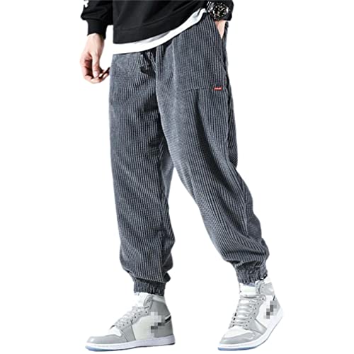 GYSAFJ Haremshose für Herren, Streetwear, warme Cordhose, Outdoor-Komfort, lockere Jogger, Sporthose, Graue Herren-Hose, Groß von GYSAFJ