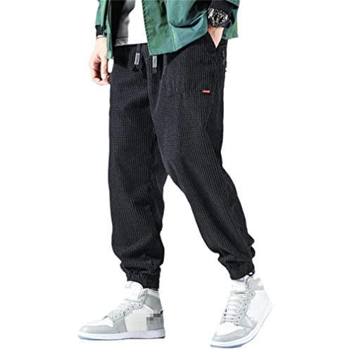 GYSAFJ Haremshose für Herren, Streetwear, warme Cordhose, Outdoor-Komfort, lockere Jogger, Sporthose, Schwarze Herrenhose, Mittel von GYSAFJ