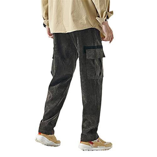 GYSAFJ Herren Cordhose Baggy Pants Multi Taschen Jogger Streetwear Hose Cargo Pants, Coffee Cargo Pants, 8X-Groß von GYSAFJ