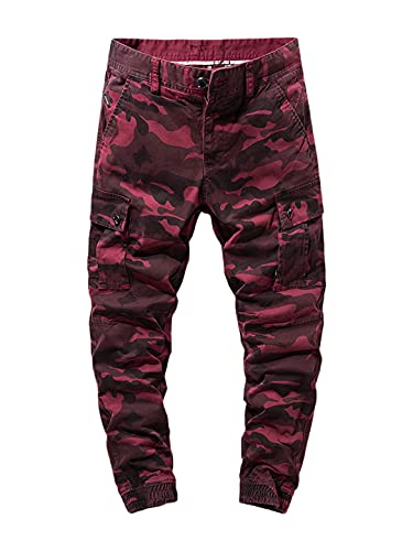 GYSAFJ Herren Frühling Sommer Armee Grün Outdoor Camouflage Hose Casual Männer Hosen, claret, 36W Regulär von GYSAFJ