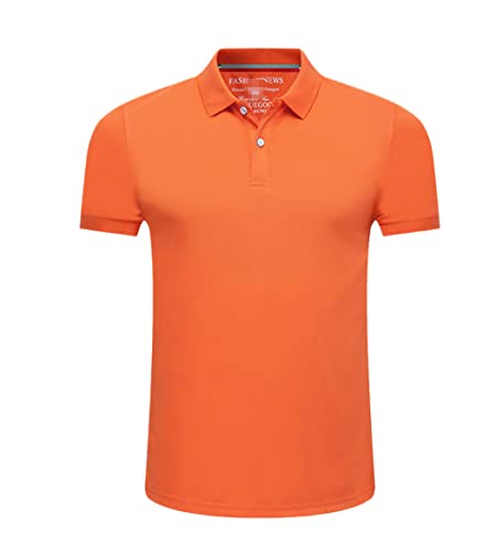 GYSAFJ Herren-Poloshirt, kurzärmelig, leger, Business-Stil, einfarbig, Orange, L von GYSAFJ