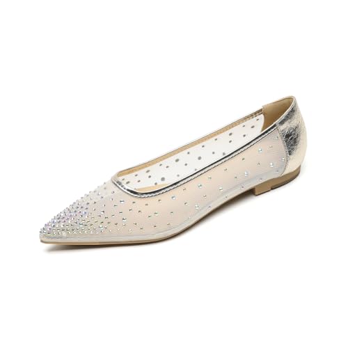 GYUBL Atmungsaktive, Spitze Mesh-Flachschuhe mit Strasssteinen,39 EU von GYUBL