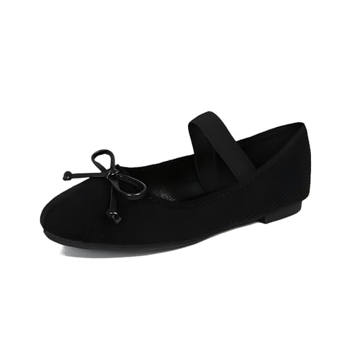GYUBL Ballettschuhe Damen Atmungsaktiver Rundkopf Gummisohle für Tanzunterricht & Balletttraining,Modèle HDYXD-666-8,Schwarz,EU42 von GYUBL