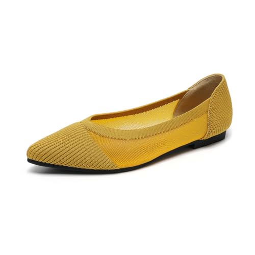GYUBL Damen Bequeme Strickhausschuhe Bequeme Freizeitschuhe für Zuhause und Unterwegs,Modèle XTZ-A8YS,Gelb,EU37 von GYUBL