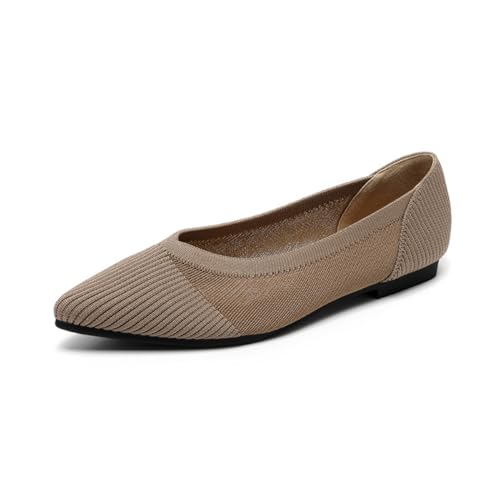 GYUBL Damen Bequeme Strickhausschuhe Bequeme Freizeitschuhe für Zuhause und Unterwegs,Modèle XTZ-A8YS,Khaki,EU38 von GYUBL