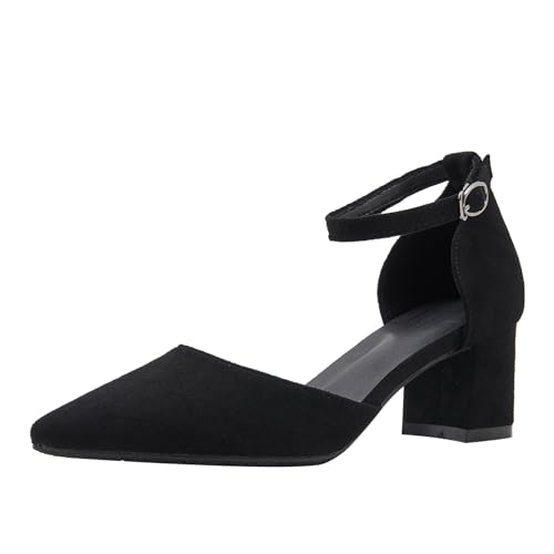 GYUBL Damen High Heels mit Blockabsatz Geschlossene Spitze Elegant & Bequem,Modèle HD-YB-7,Schwarz-5,EU38 von GYUBL