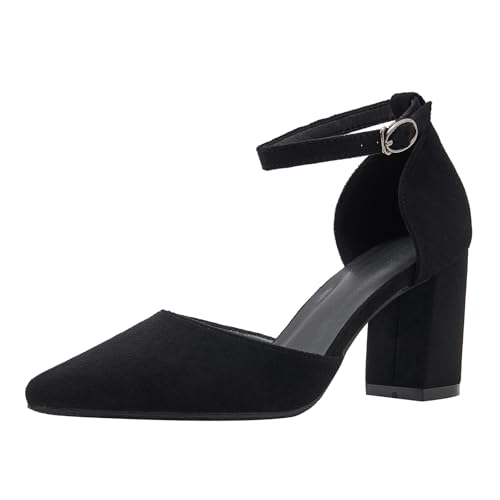GYUBL Damen High Heels mit Blockabsatz Geschlossene Spitze Elegant & Bequem,Modèle HD-YB-7,Schwarz-7,EU40 von GYUBL