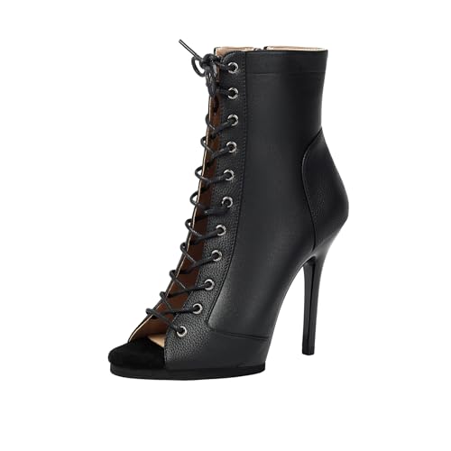 GYUBL Damen High Heels mit Öffnung Schuhe mit Gummisohle Riemchen und Seitlichem Reißverschluss für Perfekten Halt,Modèle DS-3259,Schwarz-7,EU37 von GYUBL