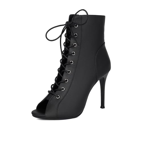 GYUBL Damen Latein Tanzschuhe Reißverschluss Peep-Toe Salsa Ballsaal Leistung Ballsaal Tanzstiefel, 37.5 EU von GYUBL