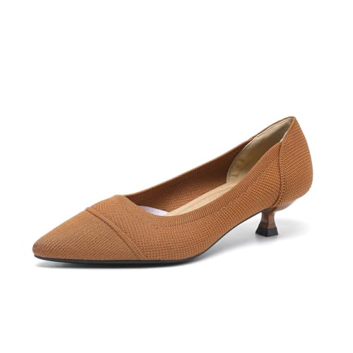 GYUBL Damen Pumps Kitten Absatz Niedriger Absatz Slip On Kleiderschuhe Geschlossene Spitze Zehen Hochzeitsschuhe Prom Party,1506-Braun,EU37.5 GYUBL Damen Pumps Kitten Absatz Niedriger Absatz Slip On Kleiderschuhe Geschlossene Spitze Zehen Hochzeitsschuhe Prom Party,1506-Braun,EU37.5 von GYUBL