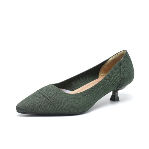 GYUBL Damen Pumps Kitten Absatz Niedriger Absatz Slip On Kleiderschuhe Geschlossene Spitze Zehen Hochzeitsschuhe Prom Party,1506-Grün,EU36 GYUBL Damen Pumps Kitten Absatz Niedriger Absatz Slip On Kleiderschuhe Geschlossene Spitze Zehen Hochzeitsschuhe Prom Party,1506-Grün,EU36 von GYUBL