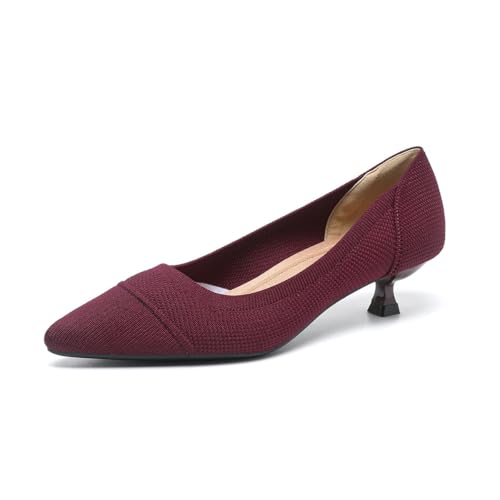 GYUBL Damen Pumps Kitten Absatz Niedriger Absatz Slip On Kleiderschuhe Geschlossene Spitze Zehen Hochzeitsschuhe Prom Party,1506-Rot,EU39 GYUBL Damen Pumps Kitten Absatz Niedriger Absatz Slip On Kleiderschuhe Geschlossene Spitze Zehen Hochzeitsschuhe Prom Party,1506-Rot,EU39 von GYUBL