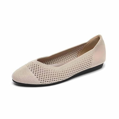 GYUBL Damen Strickstoff Schuhe Bequem & Luftdurchlässig Sneaker mit Gummisohle und Seitlichen Mesh,Modèle XTZ-Y02,Beige,EU40 von GYUBL