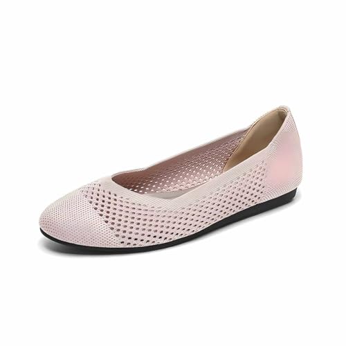 GYUBL Damen Strickstoff Schuhe Bequem & Luftdurchlässig Sneaker mit Gummisohle und Seitlichen Mesh,Modèle XTZ-Y02,Rosa,EU34 von GYUBL