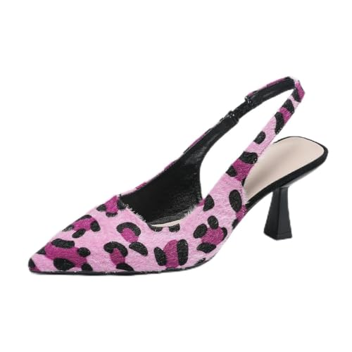 GYUBL Damensandaletten mit Absatz Leoparddruck-Suede Plattformschuh mit Rutschfestem Gummisohle für Party & Abend,Modèle XTZ-088-2,Pink Leopard Print,EU42 von GYUBL