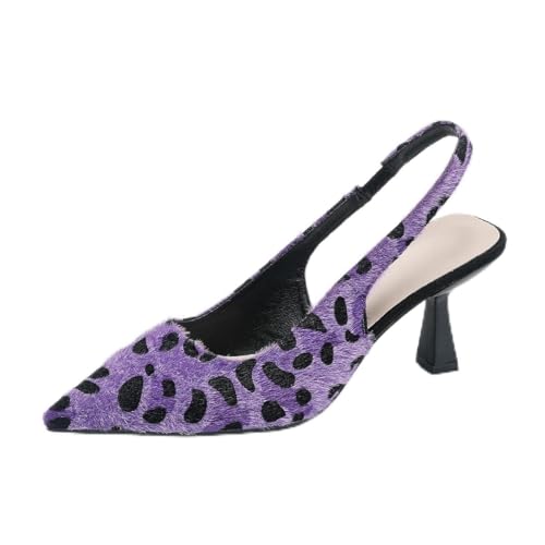 GYUBL Damensandaletten mit Absatz Leoparddruck-Suede Plattformschuh mit Rutschfestem Gummisohle für Party & Abend,Modèle XTZ-088-2,Purple Leopard Print,EU36 von GYUBL