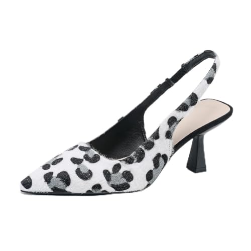 GYUBL Damensandaletten mit Absatz Leoparddruck-Suede Plattformschuh mit Rutschfestem Gummisohle für Party & Abend,Modèle XTZ-088-2,White Leopard Print,EU42 von GYUBL