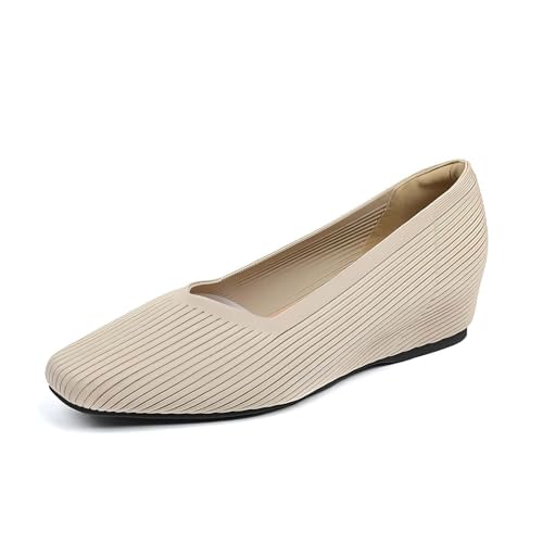 GYUBL Damenschlupfschuhe aus Strick Slipper mit Flex-Sohle Bequem für Alltag Reisen & Büro,Modèle XTZ-980,Beige,EU40 von GYUBL