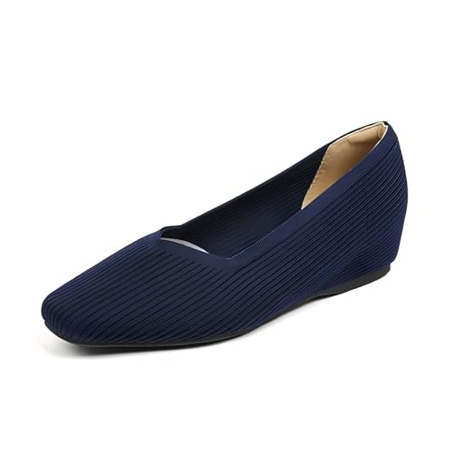 GYUBL Damenschlupfschuhe aus Strick Slipper mit Flex-Sohle Bequem für Alltag Reisen & Büro,Modèle XTZ-980,Blau,EU35 von GYUBL