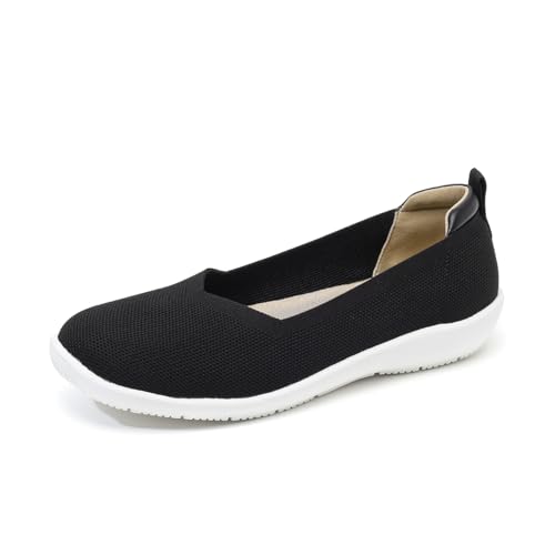 GYUBL Damenschuhe Strick mit 3cm Keilabsatz Atmungsaktive Stoffoberfläche & Geschlossene Gummisohle für Bequemlichkeit im Alltag,Modèle XTZ-006,Schwarz,EU35 von GYUBL