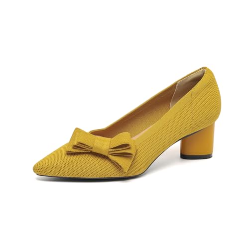 GYUBL Damenschuhe aus Strick geschlossene Gummisohle weiches elastisches Insole Stilvolle Bequemlichkeit‌,Modèle XTZ-568-2,Gelb,EU40 von GYUBL
