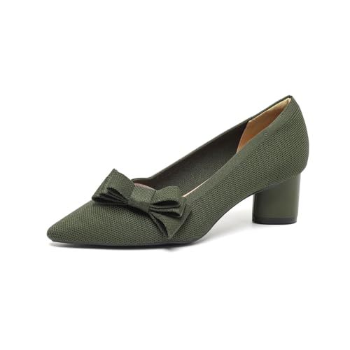 GYUBL Damenschuhe aus Strick geschlossene Gummisohle weiches elastisches Insole Stilvolle Bequemlichkeit‌,Modèle XTZ-568-2,Grün,EU35 von GYUBL