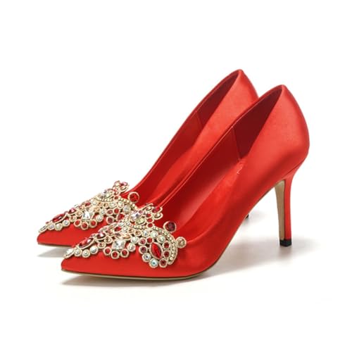 GYUBL Hochzeitsschuhe Damen Absatz Strasssteinchen & Rutschfester Gummisohle,Modèle HD168-70,Rot,EU40 GYUBL Hochzeitsschuhe Damen Absatz Strasssteinchen & Rutschfester Gummisohle,Modèle HD168-70,Rot,EU40 von GYUBL