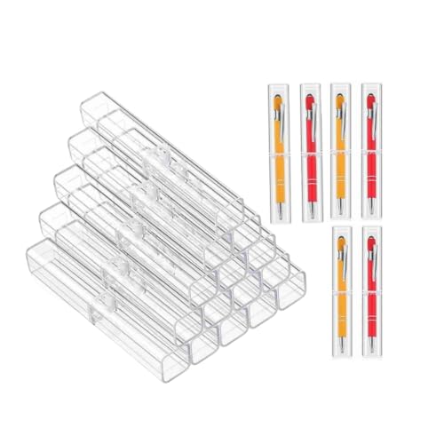 GYWHOOFT 25 Stück Transparente Acryl-Bleistift-Etui Geschenkbox für wiederverwendbare Stifte Set Bleistiftbehälter für Malerei Bleistiftboxen für Studenten, Hell, federmäppchen von GYWHOOFT