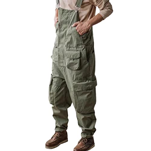 Retro American Overalls Lätzchen Loose Washing Jumpsuit Herren Hosenträger Four Seasons Baggy Pants in voller Länge GN L von GYXHPTD