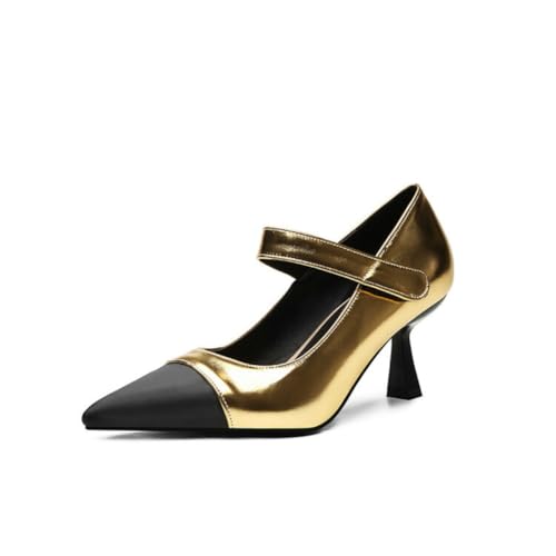 GYYZAYH Damen Kitten Heel Mary Jane Schuhe Knöchelriemen Spitze Zehe Kleid Pumps Abschlussball Party Schuhe,Gold,38 EU GYYZAYH Damen Kitten Heel Mary Jane Schuhe Knöchelriemen Spitze Zehe Kleid Pumps Abschlussball Party Schuhe,Gold,38 EU von GYYZAYH
