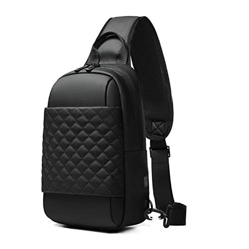 GYakeog Sling Bag Herren mit USB Schultertasche Wasserdicht Brusttasche Umhängetasche Crossbody Bag für Arbeit Reisen Radfahren Wandern-Schwarz von GYakeog