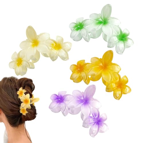 4 Stück Frangipani-Clip, Hai-Clip Für Damen-Haarspirale, Niedliche Haarspange In Blumenform, Locken-Haarspange, Haar-Accessoire, Stabiler Griff, Geeignet Für Dating, Reisen (zufällige Farbe) von GZBMEZS