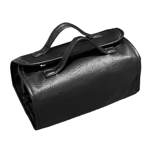 Aufrollbare Make-up-Tasche – multifunktionale Kosmetiktasche, 4-in-1 aufrollbare Kosmetiktasche für Damen, wasserdichte Reise-Make-up-Tasche, Kulturbeutel, Schwarz , Refer to description, Unisex von GZBMEZS