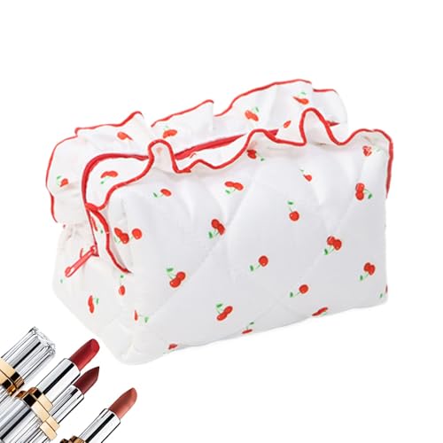 Coquette Make-up-Tasche, Rüschenblumenbeutel Kulturbeutel – stilvolle Beutel-Kulturtasche, tragbare Reise-Make-up-Tasche für Mädchen Frauen, weiß - white (white), Refer to description, Unisex von GZBMEZS