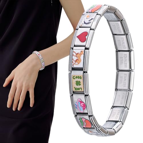 GZBMEZS Italienische Charm-Armbänder Für Damen,Edelstahl Handgefertigtes Handgelenksarmband für Mädchen | Mode Schmuck Reise Camping Festlichkeiten von GZBMEZS