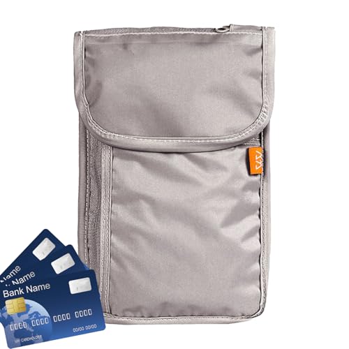 GZBMEZS Reisepass Halshalter Für Reisen - Nackengurt Reise-Geldbörse Aufbewahrung | Diebstahlschutz Passorganizer Wasserdicht Handytasche Für Tickets Flughafen Pendeln Geschäftlich Alltag Outdoor von GZBMEZS