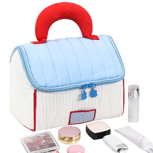 Reise Kosmetiktasche | Makeup Etui Für Damen Im Häuser Design | Toiletten-Organizer Tragbare Kosmetik Aufbewahrung für Frauen Mädchen Reisen Camping Fitness Outdoor Alltag Geburtstag von GZBMEZS