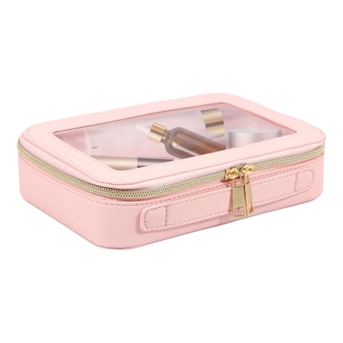 Transparente Make-up-Tasche, multifunktionale Make-up-Tasche, transparente Make-up-Tasche, wasserdichte Reise-Make-up-Kosmetiktasche mit Reißverschluss für Damen, rose, Refer to description, Unisex von GZBMEZS