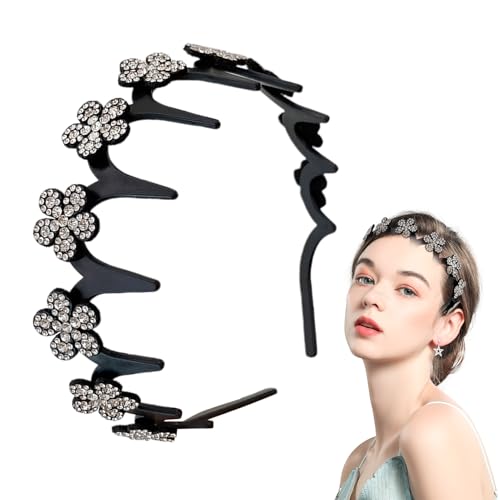 Welliges Haarband - Haaraccessoire mit Strassblume - Glitzerndes Haaraccessoire Mit Rutschfestem Halt Für Dusche Sport Pflege von GZBMEZS