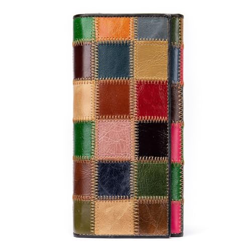 GZE-KODJFKPO Damen-Geldbörse aus echtem Leder, RFID-blockierendes Kreditkartenetui, großes Fassungsvermögen, Damen-Reisegeldbörse, mehrfach Lange Clutch-Geldbörse(4131-d) von GZE-KODJFKPO
