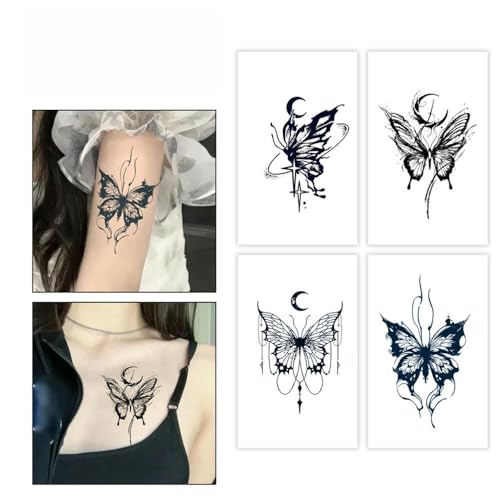 Temporäre Tattoos 1 Satz Mit 4 Schmetterlings-Kräuter-Semi-Permanent-Wasserfest-Weiblich-Halten Zwei Wochen Schlüsselbein-Arm-Saft-Männliche Aufkleber Gefälschte Tätowierung Temporäre Tattoos 1 Satz Mit 4 Schmetterlings-Kräuter-Semi-Permanent-Wasserfest-Weiblich-Halten Zwei Wochen Schlüsselbein-Arm-Saft-Männliche Aufkleber Gefälschte Tätowierung von GZEOCR