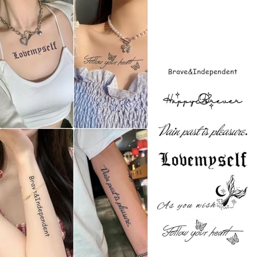 Temporäre Tattoos 1 Satz Mit 6 Englischen Sätzen, Pflanzliche, Wasserdichte Weibliche, Zwei Wochen Anhaltende Saftarm-Semi-Permanente Männliche Aufkleber, Gefälschte Tätowierung Temporäre Tattoos 1 Satz Mit 6 Englischen Sätzen, Pflanzliche, Wasserdichte Weibliche, Zwei Wochen Anhaltende Saftarm-Semi-Permanente Männliche Aufkleber, Gefälschte Tätowierung von GZEOCR