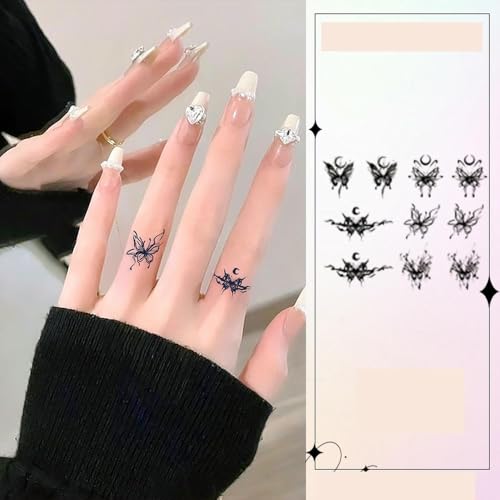 Temporäre Tattoos 2 Stück Kleines Muster Schmetterling Kräuter Wasserdicht Weiblich Dauerhaft Zwei Wochen Handgelenk Semi-Permanent Saft Männlich Aufkleber Gefälschte Tätowierung von GZEOCR